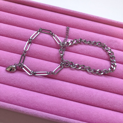 Pulseira Dupla em Aço Inoxidável com Imã de Coração - Lana Izidoro Moda e Acessórios
