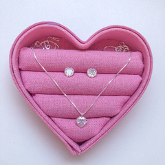 Conjunto Colar e Brinco Coração Cristal
