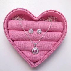 Conjunto Colar e Brinco Cravejado Rosa e Cristal - Lana Izidoro Moda e Acessórios