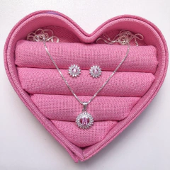 Conjunto Colar e Brinco Cravejado Rosa e Cristal na internet