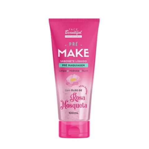 SABONETE LIQUIDO FACIAL PRE MAKE ROSA MOSQUETA 100ML FACE BEAUTIFUL