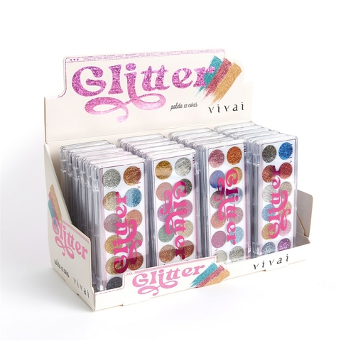 PALETA GLITTER COM 12 CORES VIVAI