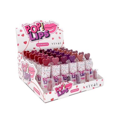 BATOM MATTE 12 CORES - POP LIPS VIVAI
