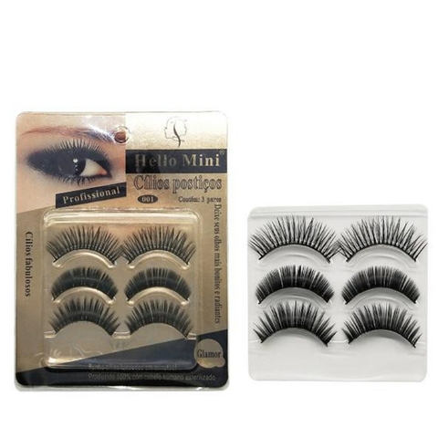 CILIOS POSTICOS COM 3 PARES HELLO MINI 001