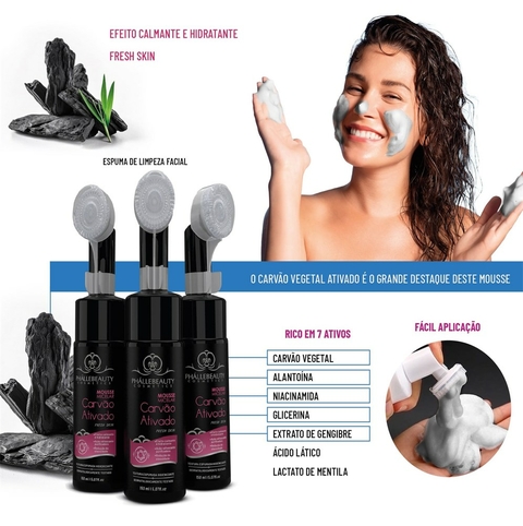 MOUSSE MICELAR CARVAO ATIVADO PHALLEBEATUTY
