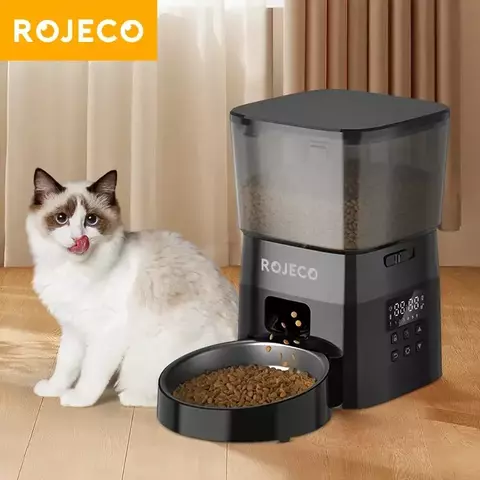 Alimentador Automático Rojeco para gatos/ Versão Botão/Auto Cat Food Dispenser
