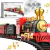 Juguetes de tren para niños y niñas con humo, luces y sonido, pistas, tren de juguete con motor de locomotora de vapor, autos de carga y pistas