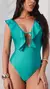Maiô Camila Acetinado Verde Àgua - Belazary Atacado | Moda Praia, Biquínis e Resort Wear