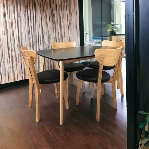 Mesa Nórdica Bote + 4 sillas Retro tapizadas