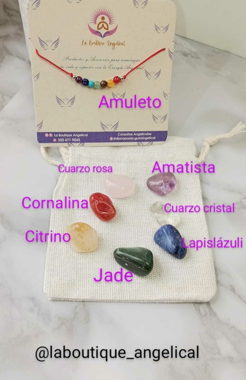 Kit 7 cuarzos + Manilla Amuleto