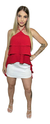Regata Blusinha Crepe Duna Babado 3 Marias Camada Tiras