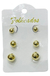 Trio De Brincos De Bolinha Lisa Folheado A Ouro 18k