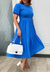 Vestido Feminino Manga Longa Moda Evangélica Com Cinto - loja online