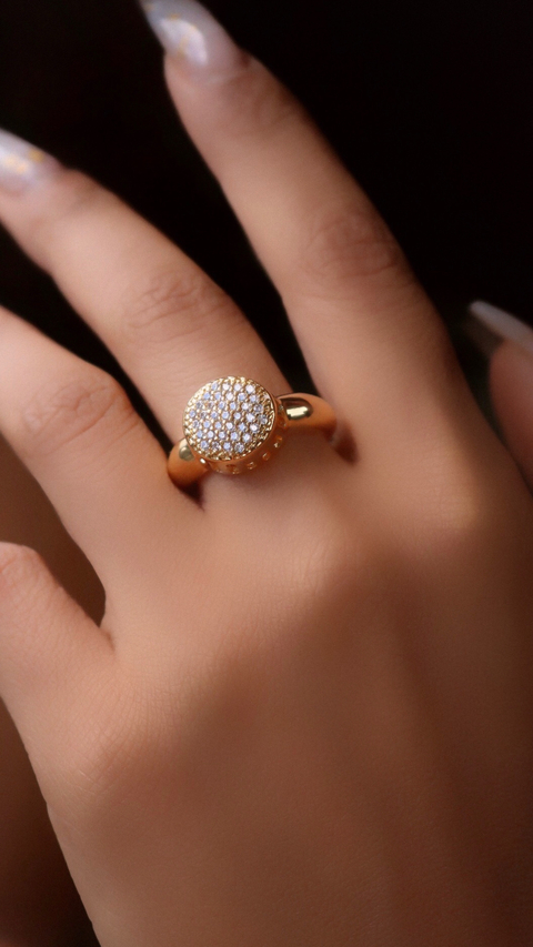 Anel chuveirinho cravejado 10mm