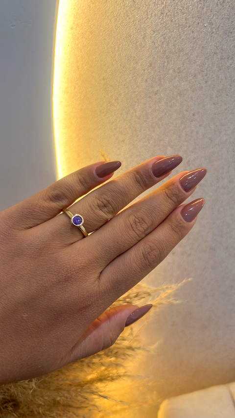 Anel solitário Lavanda