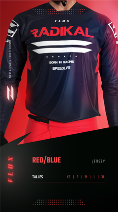 conjunto motocross Radikal Flux rojo azul