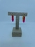 BRINCO ARGOLA CLICK ORGANICO RETANGULAR COM PEDRA DE RESINA COR ROSA PINK