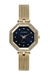 RELOGIO FEMININO MONDAINE DOURADO CAIXA OCTAGONAL FUNDO PRETO SEM NUMERAÇAO E COM ZIRCONIAS INTERNAS E EXTERNAS