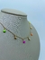 COLAR CHOCKER ELO PORTUGUES PEQUENO COM PINGENTES BOLINHA DOURADA, E COLORIDAS