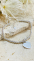 pulseira de bolinhas com pingente de coracao - 18 cm