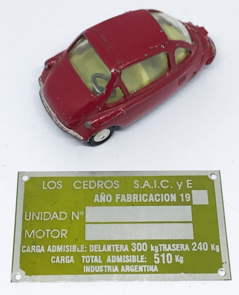 HEINKEL - Chapa identificatoria Los Cedros