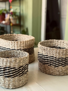 Cestas Redondas - Fibras Naturales Combinadas - Casa Petra Deco