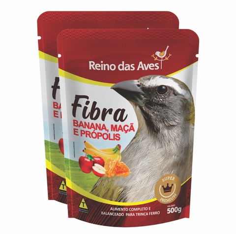Kit 2un Fibra Banana, Maça E Propolis 500g - Reino Das Aves