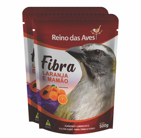 kit 2un Fibra Laranja Com Mamao 500g - Reino das Aves