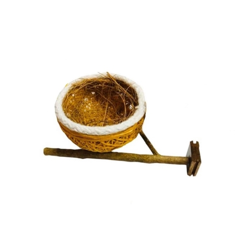 Ninho Taça Com Galho Natural Malha Fina Pequeno - Mais Passaros