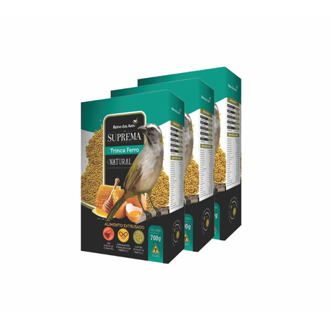 Kit 3un Suprema Trinca Ferro Natural Extrusada 700g - Reino das Aves