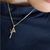 Conjunto Crucifixo Fé com Strass Folheado a Ouro 18K