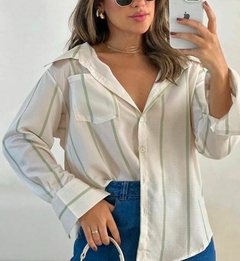 Camisa Brisa - Off White + Verde - comprar online