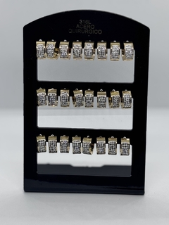 356 B1 Aros cubanas acero dorado con strass
