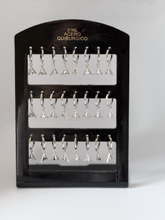 124 A Aritos acero plateado con colgante pack 12