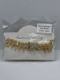 00007 Pulsera cubana dorado 2.0cm 22cm
