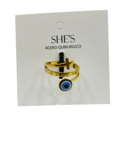 Imagen de She's Accesorio Anillo x1 plateado ojo turco