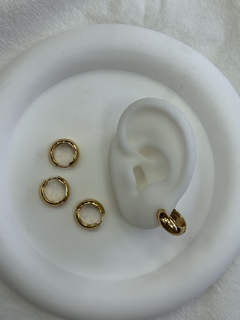 416B2 Argollitas de acero dorado x12 - comprar online