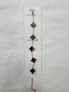 Pulsera trébol acero dorado