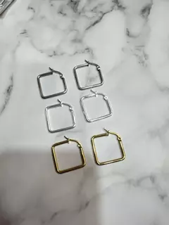 Aros acero dorado cuadrado X docena en internet