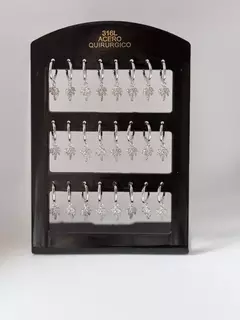 -127A Aritos acero con colgante árbol pack 12