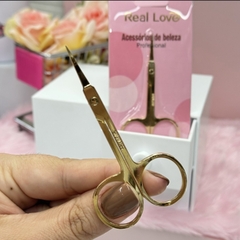 Tesoura De Metal Ponta Fina Cor Dourado – Real Love