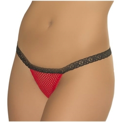 Tanga de red roja con puntilla negra