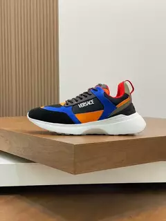 Tenis versace Esportivo Azul-Preto-Laranja