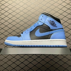 Air Jordan 1 Mid AJ1 Joe 1 Mid-top culture basketball shoes "Azul-Preto"