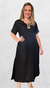 Vestido de Linho Midi com Fendas Laterais e Bolsos - comprar online