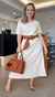 Vestido de Linho Midi com Fendas Laterais e Bolsos na internet