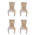 Kit 4 Cadeiras de Jantar Pérola Encosto e Assento Estofado Base Eucalipto Cor Linho Bege - comprar online