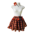 Jardineira Xadrez Laranja Junina Adulto com Tiara - comprar online