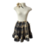 Saia Flanela Xadrez Bege Junina com Tiara Adulto - comprar online
