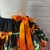 Saia Junina 2 Babados Floral Laranja e Tiara Adulto - Magias de Mulher